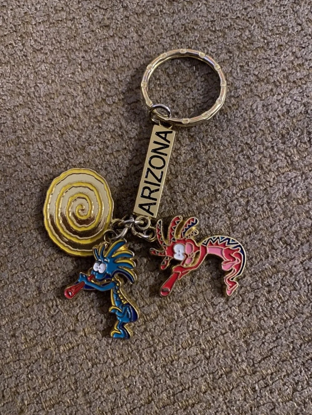 Arizona Souvenir Keychain with Colorful Kokopelli Charms